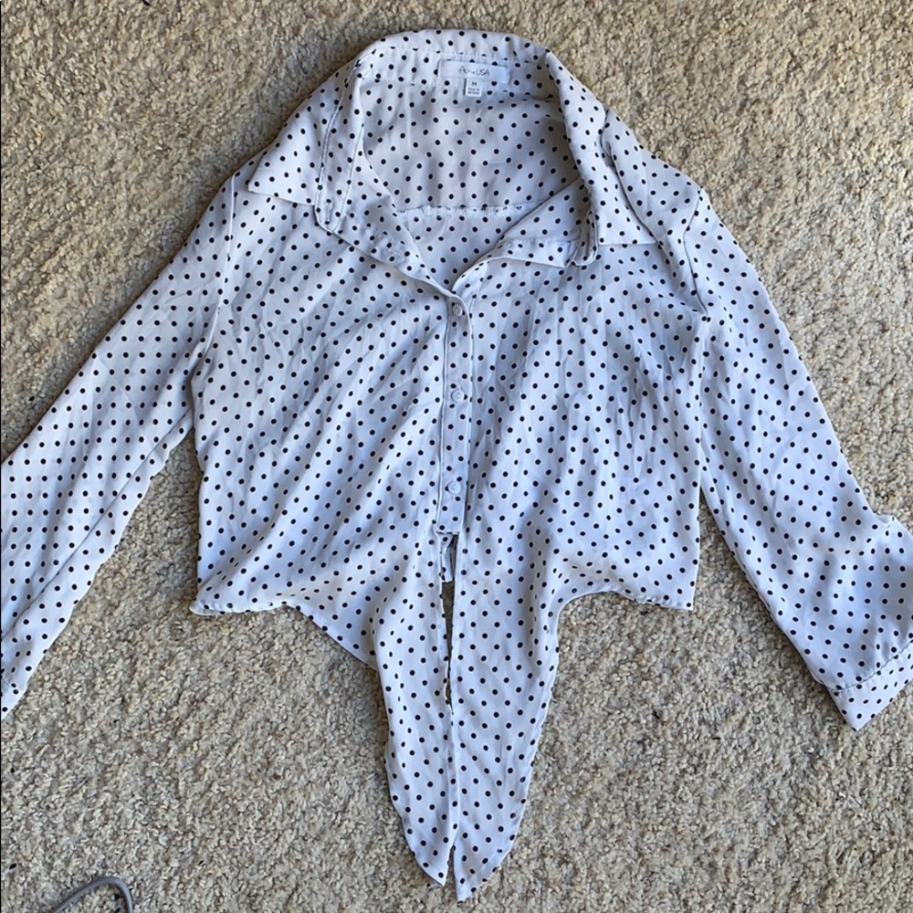 White/black polka dot blouse